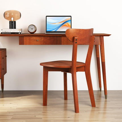 Dreamade Wooden Dining Chairs, Kitchen Chairs w/Curved Backrest & Solid Rubber Wood Frame