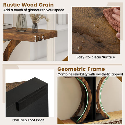 Dreamade 40" Narrow Console Table | T-Shaped Entryway Table with Open Storage Shelve