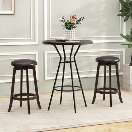 Dreamade Bar Stools Set， 29"/ 24" Bar Height Bar Stools w/ 360° Swivel Round Seat & Footrest