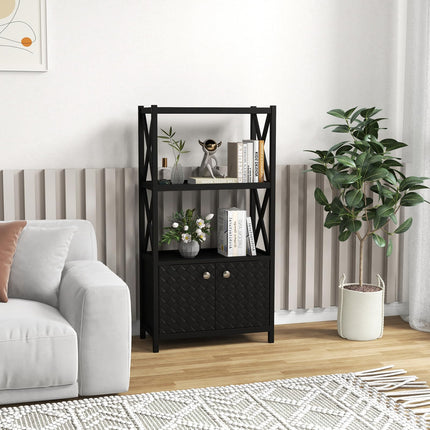 Dreamade Storage Cabinet, Freestanding Storage Organizer with Open Shelves, Double Doors