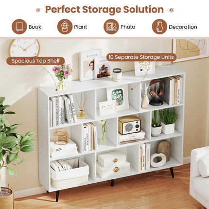 Dreamade 10 Cube Bookcase with 5 Metal Legs for Living Room