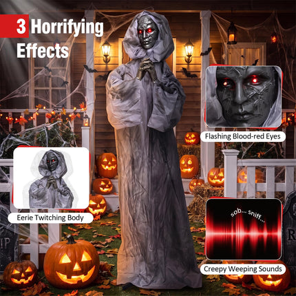 DREAMADE 5.6FT Animated Lifesize Weeping Woman Halloween Decor