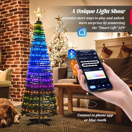 Dreamade 6 FT Pop Up Christmas Tree, Pre-Lit Collapsible Xmas Tree with 282 RGB LED Lights