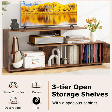 Dreamade TV Stand with Power Outlet for TVs up to 55 Inch, Entertainment Center with Storage Cabinet & Open Shelves