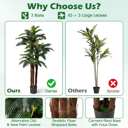 Dreamade 6.3 ft Tall Fake Tropical Plant with 45 + 3 Adjustable Leaves 3 Real Barks & Moss (2 Pack)