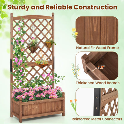 Dreamade 60” Wooden Planter Container with Drainage Holes Trellis