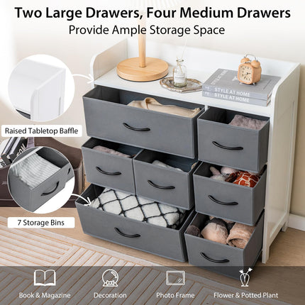 Dreamade Storage Cabinet with 7 Drawers & Open Shelf, Chest of Drawers, Console Table