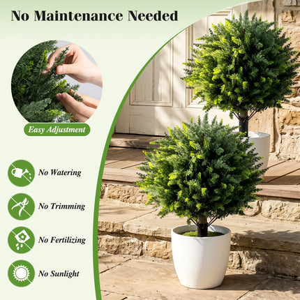 Dreamade 27.5" Artificial Cypress Topiary Trees Set of 2 for Front Porch Patio Home Decoration