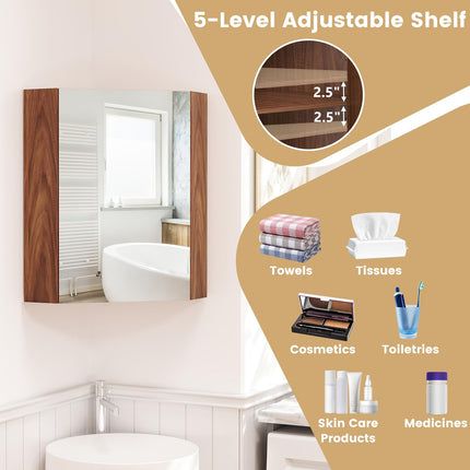 Dreamade Corner Medicine Cabinet, 23.5” Over The Toilet Storage Cabinet with Mirror Door, Adjustable Shelf