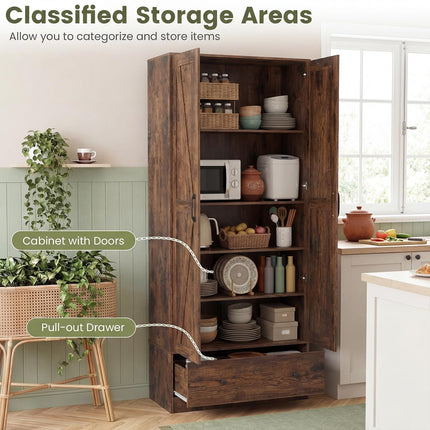 Dreamade 72" Tall Kitchen Pantry Cabinet for Dining Room Living Room Bathroom
