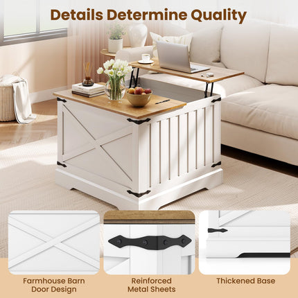 Dreamade 31.5" Square Wood Center Table with Large Hidden Storage Compartment & Hinged Lift Top