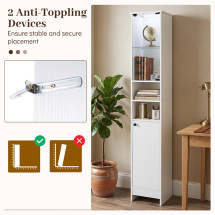 Dreamade Tall Narrow Bathroom Cabinet with Lights & Remote Control (1/2)