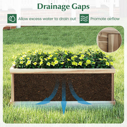 Dreamade Rectangular Acacia Wood Raised Garden Bed w/Drainage Gaps