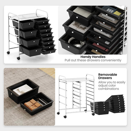 Dreamade 12 Drawer Rolling Cart with Drawers Storage Organizer Cart