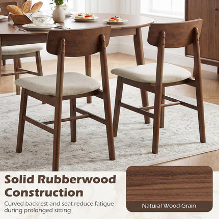 Dreamade Solid Rubber Wood Dining Room Chairs with Curved Backrest