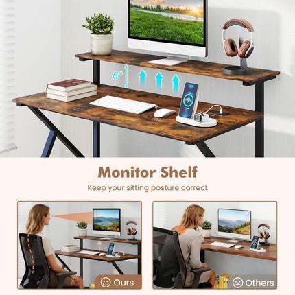 Dreamade Rolling Computer Desk with Charging Station