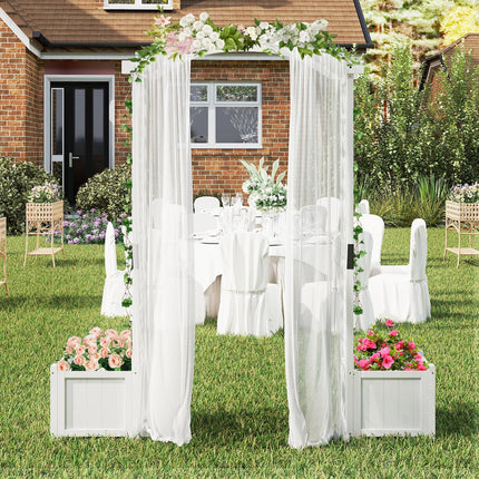 Dreamade Garden Arbor with Planter, Wooden Planter Arch with Trellis, Outdoor Arch for Climbing Plants