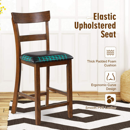 Dreamade 25.5-Inch Counter Height Chair with Backrest, Foam-Padded Cushion, Rubber Wood Legs