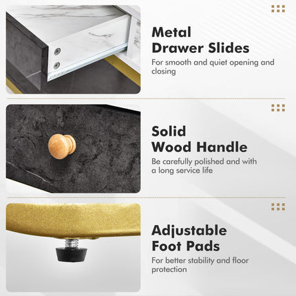 Dreamade Console Table for Entryway, Sofa Table with Drawer, Storage Shelf, Metal Frame(Gold)
