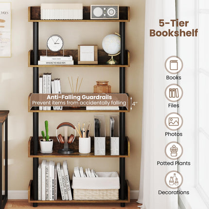 Dreamade 5-Tier Bookshelf with Anti-Tipping Kit & Open Storage Organizer for Living Room Bedroom