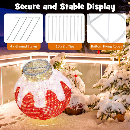 Dreamade Indoor Outdoor Christmas Decoration, Pop-Up Christmas Ball Ornament with 80 LED Lights and Timer,