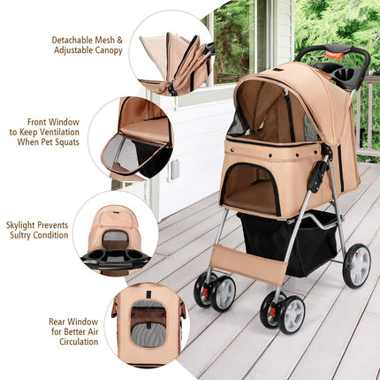 Pet Stroller for Small Medium Dogs Cats Puppy - Dreamade