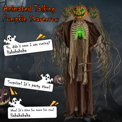 DREAMADE 5.7 FT Halloween Standing Animatronics Pumpkin Man with Green Ribs