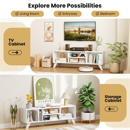 Dreamade TV Stand for TVs up to 55", 4-Cubby Entertainment Center