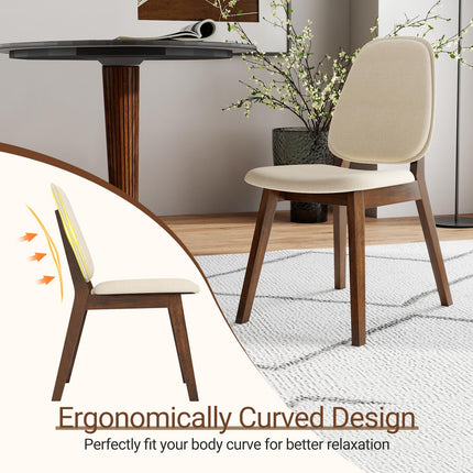 Dreamade Wooden Dining Chair Set of 2/4 Mid-Century Modern Upholstered Side Armless Chair