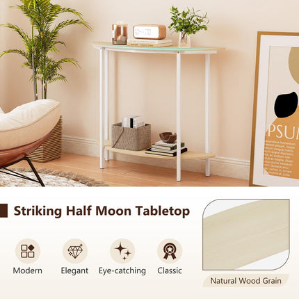 Dreamade Half Moon Console Table | 40" Narrow Entryway Table with Storage Shelf