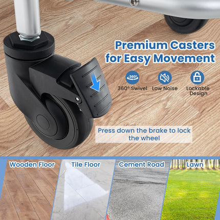 Dreamade Bedside Commode Wheelchair for Toilet - Foldable Shower Chair with Arms, Lockable Casters