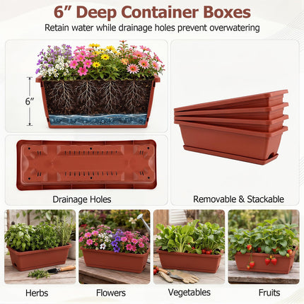 Dreamade 4-Tier Vertical Garden Planter with 4 Container Boxes & Drainage System (1/2)