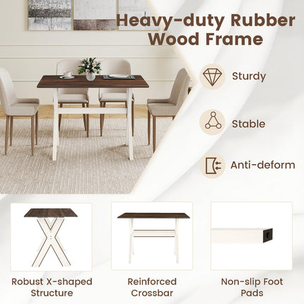 Dreamade 43" x 28" Wooden Dining Table with X-Shaped Frame Reinforced Crossbar