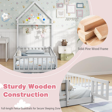 Dreamade Twin House Floor Bed for Kids