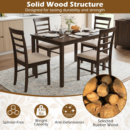 Dreamade Upholstered Fabric Kitchen Chairs with Rubber Wood Frame