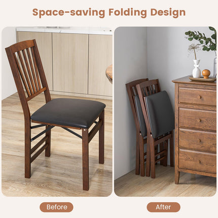 Dreamade Folding Dining Chairs Set | Foldable Wood Kitchen Chairs with Padded Seat (2/4)