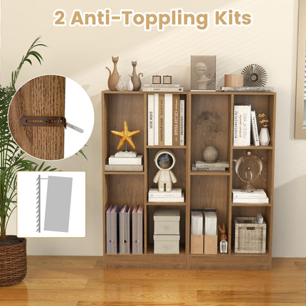 Dreamade 5-Cube Bookcase Set of 1/2, Freestanding Bookshelf w/2 Anti-toppling Kits