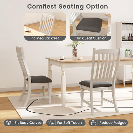 Dreamade Wood Dining Chairs Set of 2/4 Farmhouse Kitchen Chairs with Solid Wood Frame, Max Load 355 Lbs