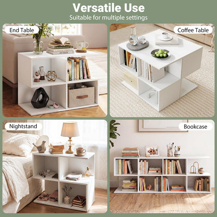 Dreamade 17" Modern S-Shaped 4-Cube Couch End Sofa Side Table with Storage (1/2)