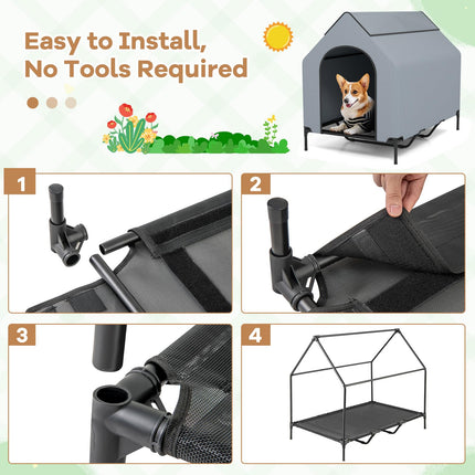 Dreamade Dog House Outdoor Extra Large, Elevated Dog Bed with Weatherproof Canopy