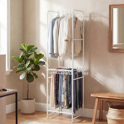 Dreamade Heavy-Duty White Garment Rack with 6 Hanging Rods & 10 Pants Hangers