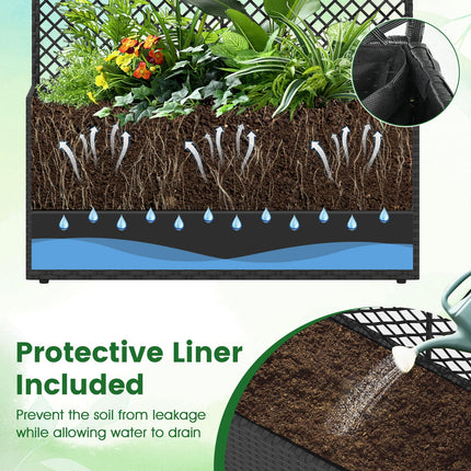 Dreamade 49 inch Tall PE Rattan Raised Garden Bed with Trellis