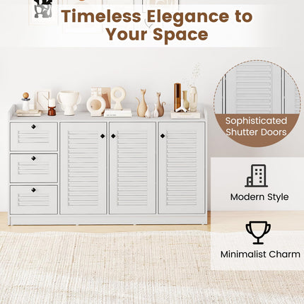 Dreamade 63'' Buffet Cabinet with Storage Modern Sideboard Cabinet with 3 Doors & 3 Pull-Out Drawers