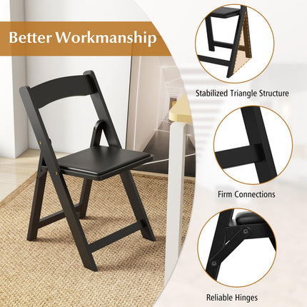 Dreamade Folding Chairs, Wooden Dining Chairs Set, Padded Foldable Chairs w/Backrest