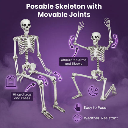 DREAMADE 5.4 FT Posable Full Body Halloween Skeleton