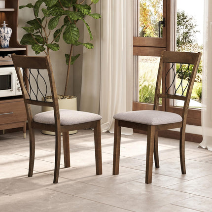 Dreamade Dining Chairs Set of 2/4 Fabric Upholstered Armless Kitchen Chairs w/Hollowed Backrest