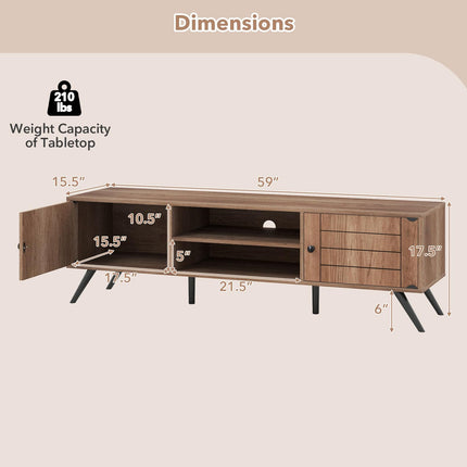 Dreamade 2-Door TV Stand for TVs up to 65 Inch with Open Shelves