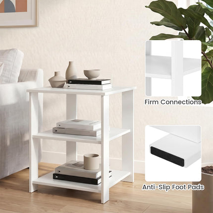 Dreamade 16" Square 3-Tier Wooden Sofa Couch End Table with Open Storage Shelves (1/2)