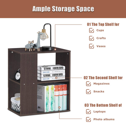 Dreamade End Table with Shelves 3-Tier Open Storage