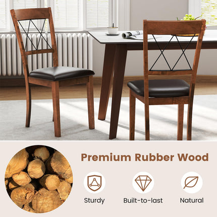 Dreamade Wooden Armless Kitchen Chairs Set of 2/4 w/Elegant Hollowed Backrest